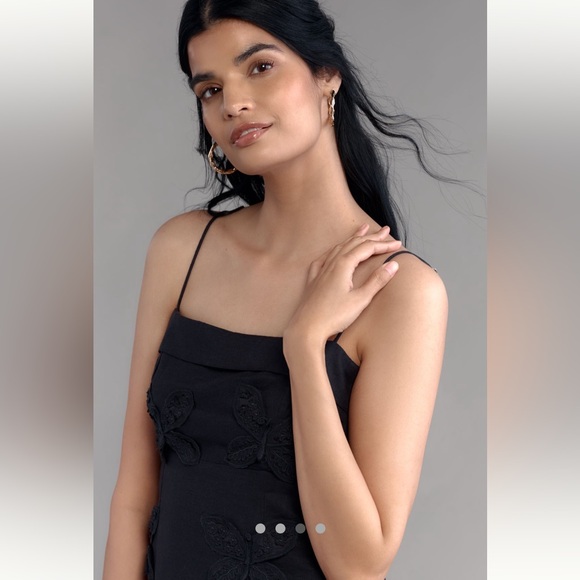 Linen Anthropologie NWT Maeve Linen Blend Appliqué Midi Dress size XL. - Picture 4 of 16